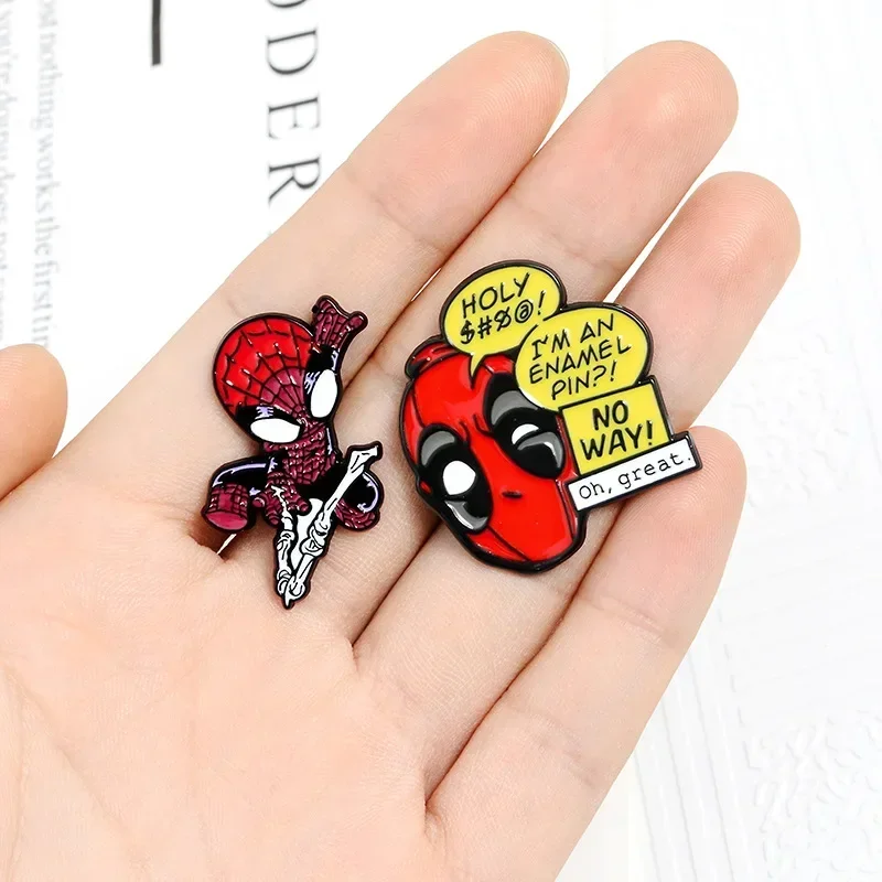 Marvel Brooches Deadpool Spider Man Collection Enamel Alloy Badge Clothing Accessories Pins for Backpacks Anime Jewelry Gifts