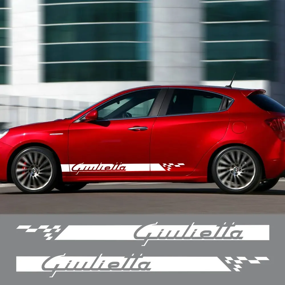 2PCS Car Door Side Stickers For Alfa Romeo Giulietta 940 Veloce Hatchback Auto Tuning Accessories Long Stripes Vinyl Film Decals