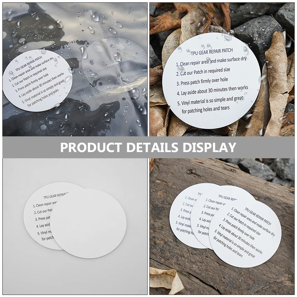 

5pcs Waterproof Repair Patches Sturdy Tpu Stick-On Leakproof Patches For Swim Ring Inflatable Tent Raincoat Repair Adhesive