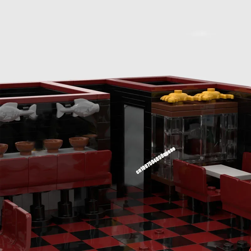 Nieuwe 1392 Stuks Stad Street View Moc Modulaire Hibachi Restaurant Model Custom Puzzel Diy Creatieve Ideeën Kinderen Speelgoed Verjaardagscadeautjes