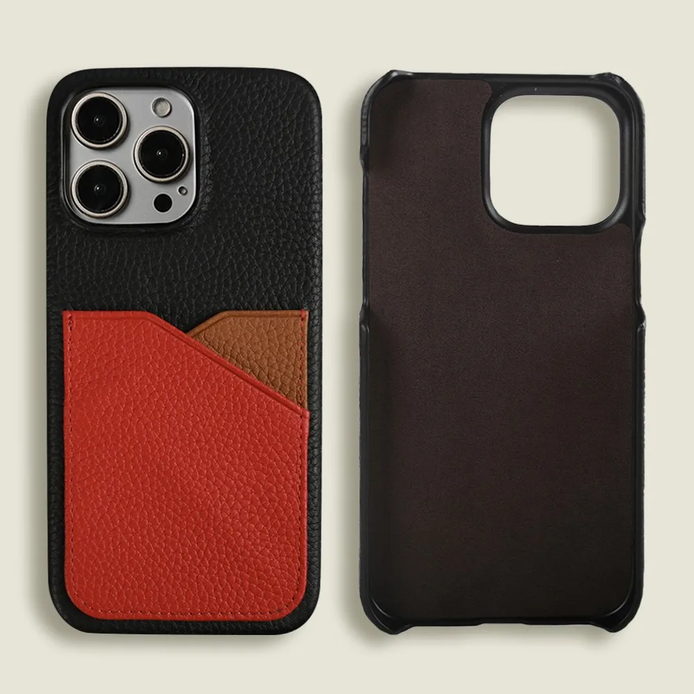 Luxury For iphone16 Pro Max Case Genuine Leather Cases With Card Holder Slot For iphone 14Pro 13 12 11 Shell Phone Cover Fundas