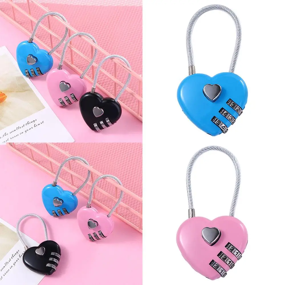 Lock Baggage Suitcase Gym Drawer Lock Heart Shape Padlock TSA Customs Code Lock Luggage Travel Lock Combination Padlock