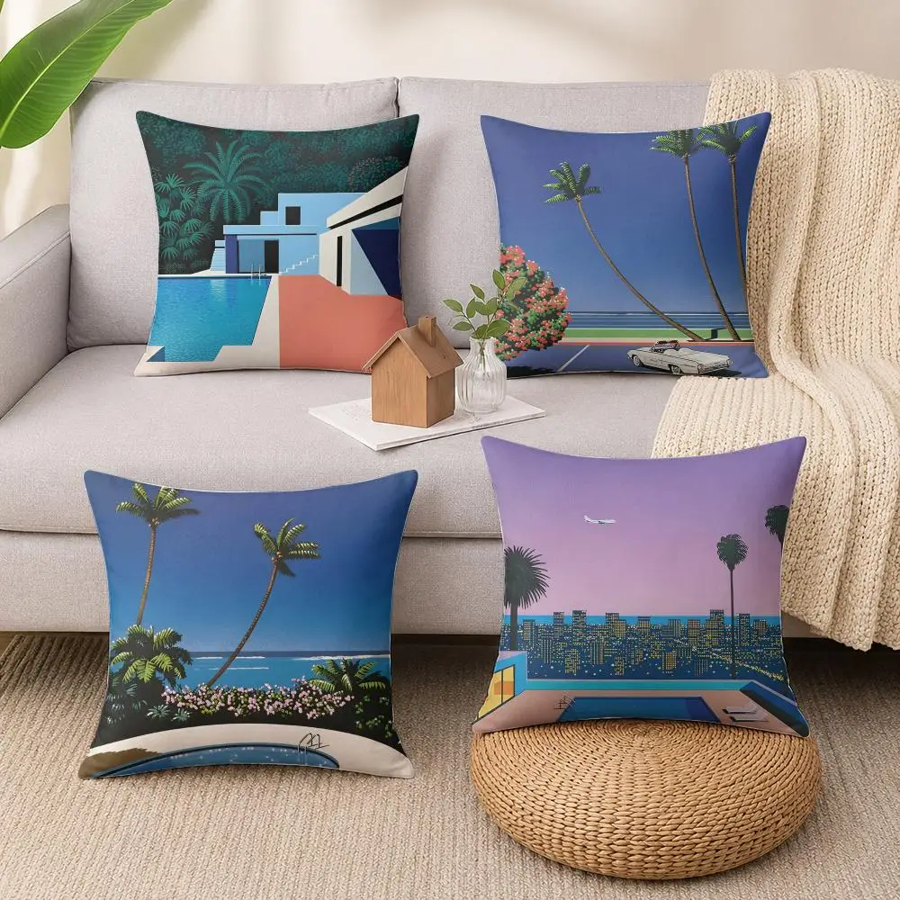 H-Hiroshi Nagai Cushion Cover Soft Short Plush Pillow Cases Hidden Zipper Vintage Cutecore Sofa Bedroom Home Decor Gift