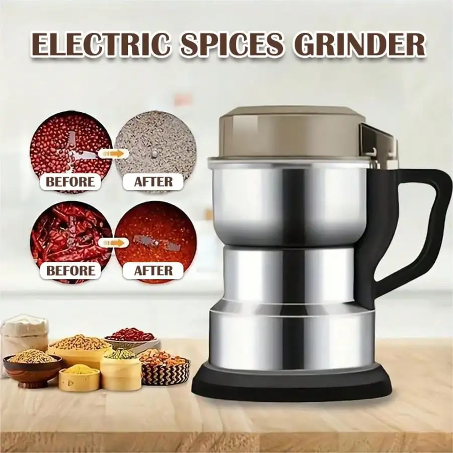 

1 шт. Измельчитель зерна, машина для производства зерновой муки, малая бытовая дробилка, мельница, мощная дробилка, простая в использовании, с высокопрочными ножами