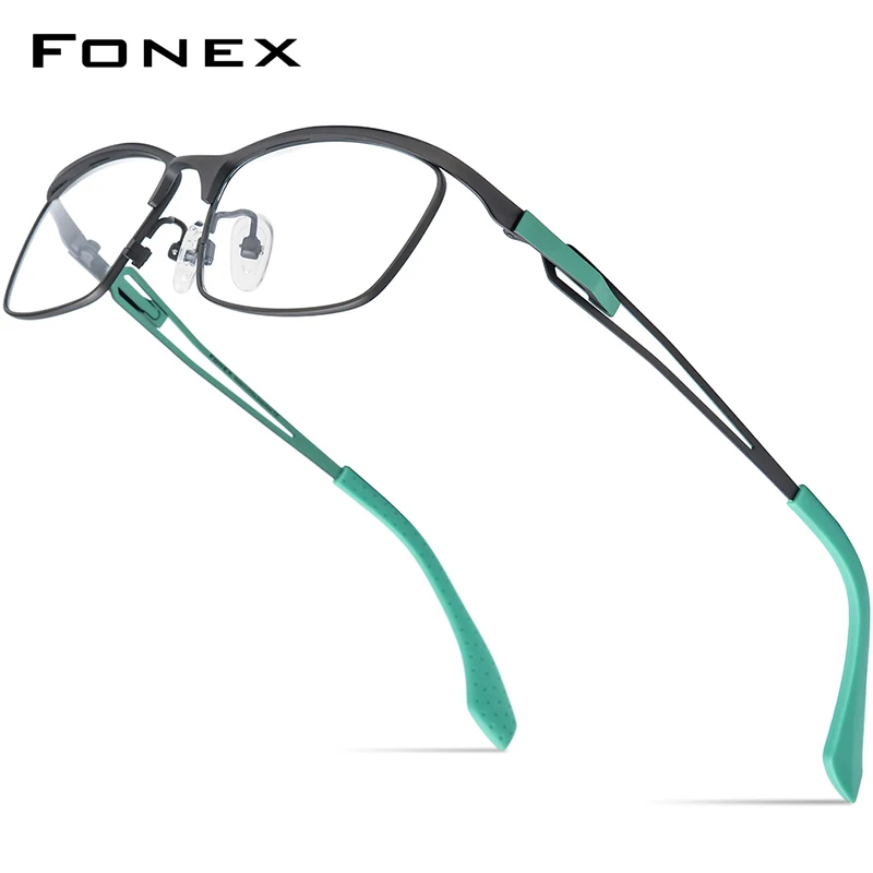 FONEX Pure Titanium Glasses Frame Men 2024 New Women Colorful Retro Square Eyeglasses Eyewear F85775