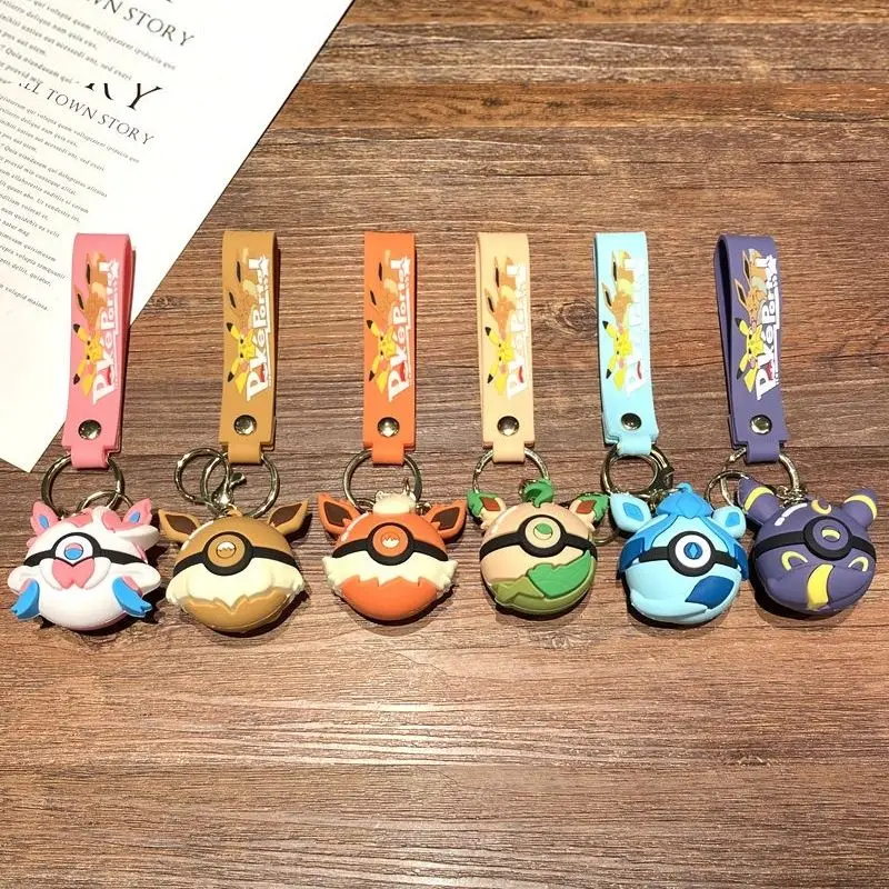 Llavero de peluche de la familia Pokémon Eevee, bonito adorno para mochila y llavero de coche, que aumenta instantáneamente la adorableza al colgarlo.