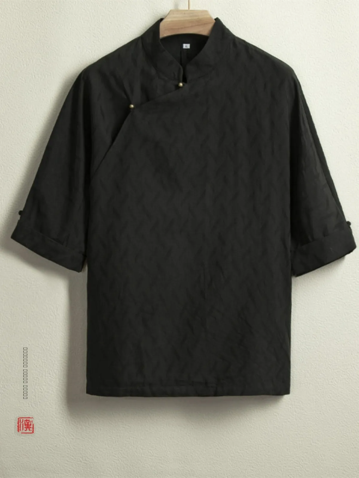 

New Chinese Sle Men's T-irt Summer Breathable ort Sve Stand Collar Slim Fit Hanfu Sle Casual Comfortable Top