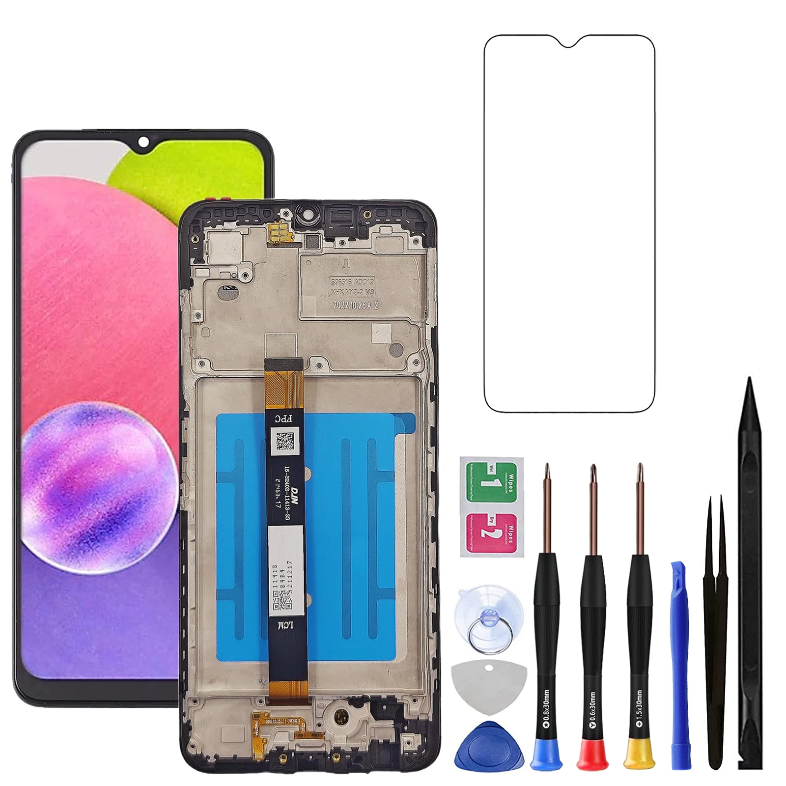 Screen Replacement for Samsung A03s with Frame, LCD Display Assembly, Repair Tool Included