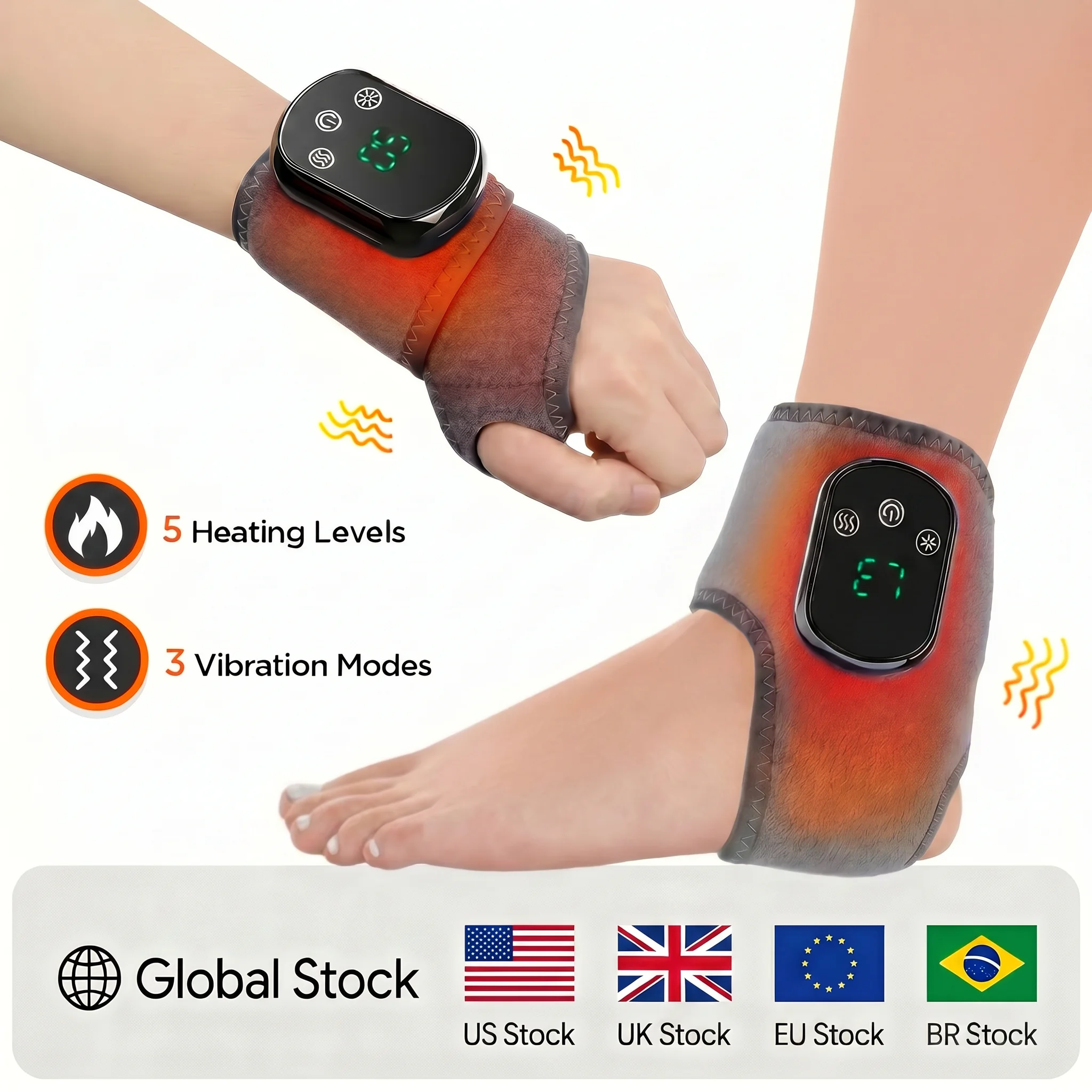 Electric Heating Ankle Brace with Vibration Massage