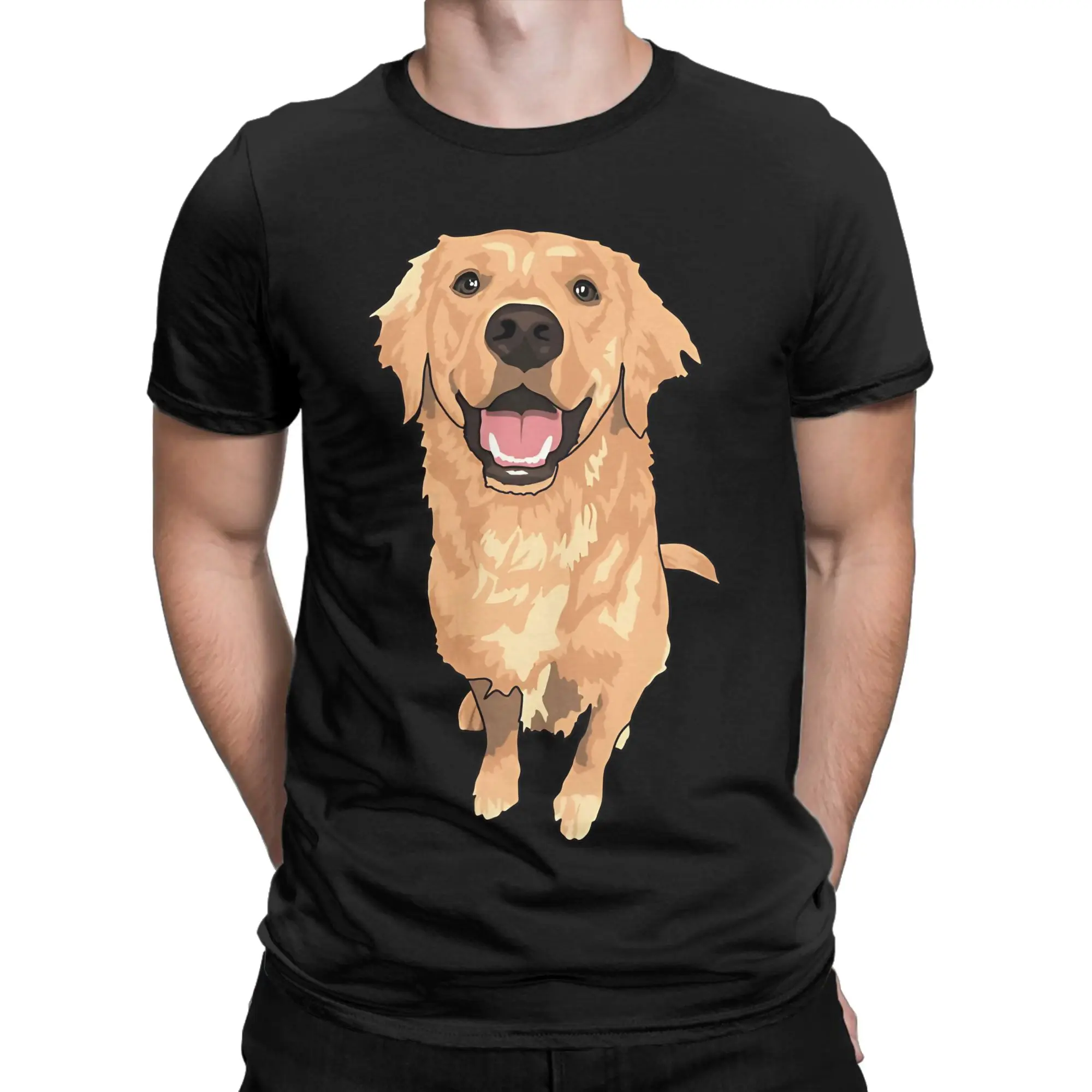 Casual T-Shirt Summer Cute Golden Retriever Novelty T Shirts  Pure Cotton Tshirt for Man Y2K Fun Short Sleeve Tees
