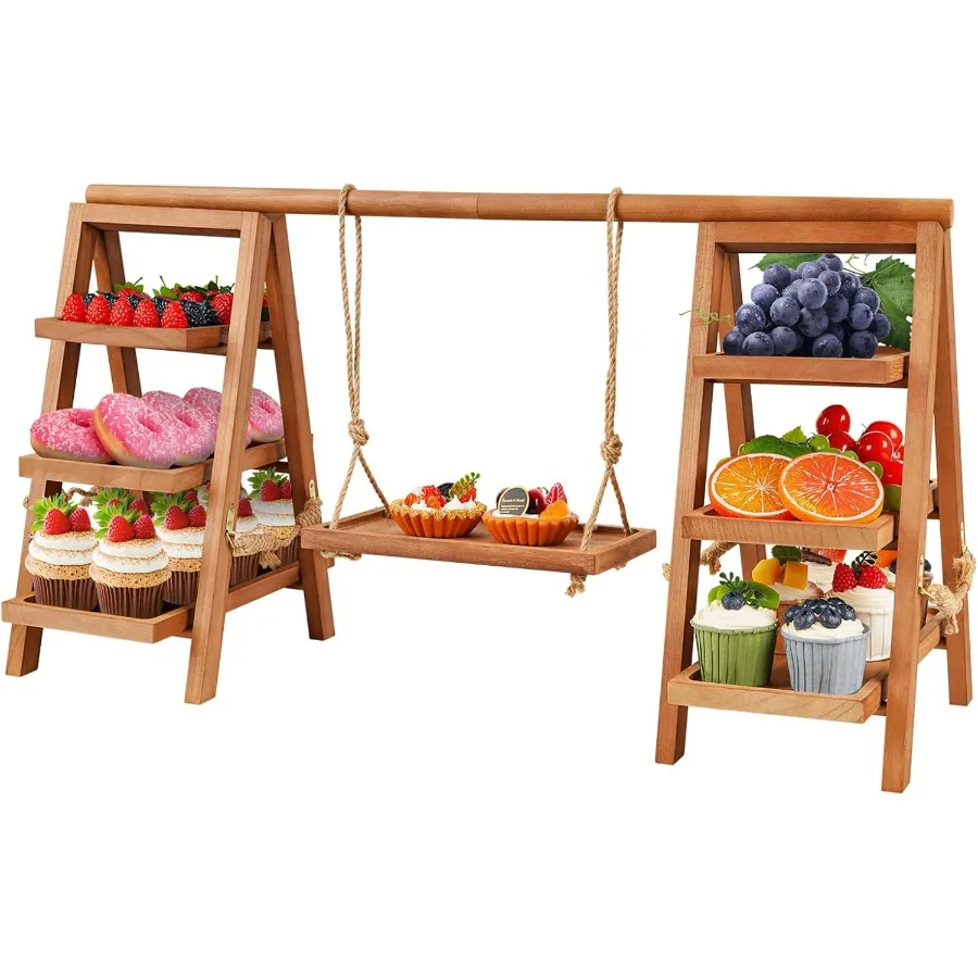 

Деревянная подставка для кексов 3-х уровневая подставка для кексов для демонстрации десертов Подставки для десертов с сервировочным подносом и складной подставкой для P