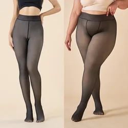 Large Size Women's Warm Tights For Winter Elastic High Waisted Fleece Insulated Leggings Thermal Stockings Woman Sexy Pantyhose