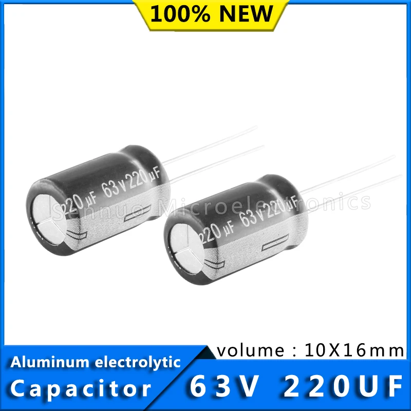 5pcs 63V 220UF 10*16 High Temperature Resistant Aluminum Electrolytic Capacitors 220uF 63v 10x16 High Frequency Low Resistance