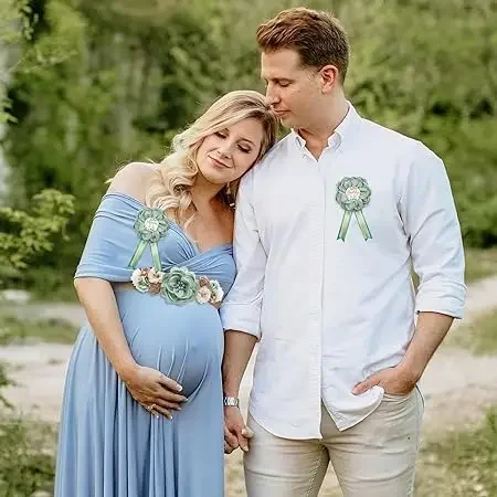 Celebrate with Style - Sage Green Maternity Sash & Mom to Be/Daddy to Be Corsage for Your Gender Reveal Party