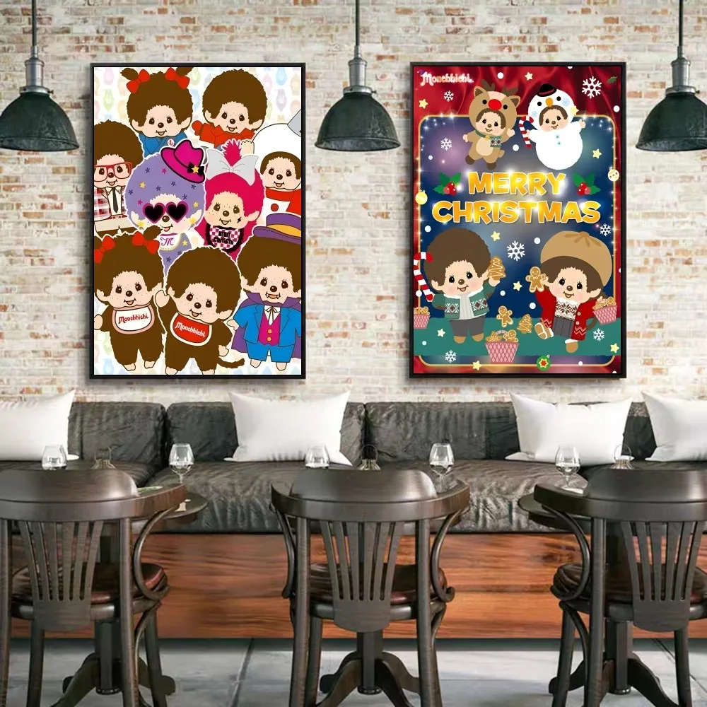 Cartoon M-Monchhichis Whitepaper Poster HD Quality Poster Wall Art Painting Study Room Wall Decor