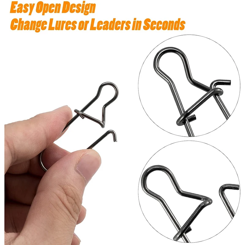 PRO BEROS 50 Stück Angel-Druckknöpfe, Clip-Lock, hochfest, starker Edelstahl, Duo-Lock-Snap, Schnellwechsel-Köder-Gerät – Detail 5