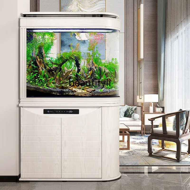 U-Shaped Fish Tank Household Large Screen Hallway Ecological Glass Arc Aquarium Bottom Filter