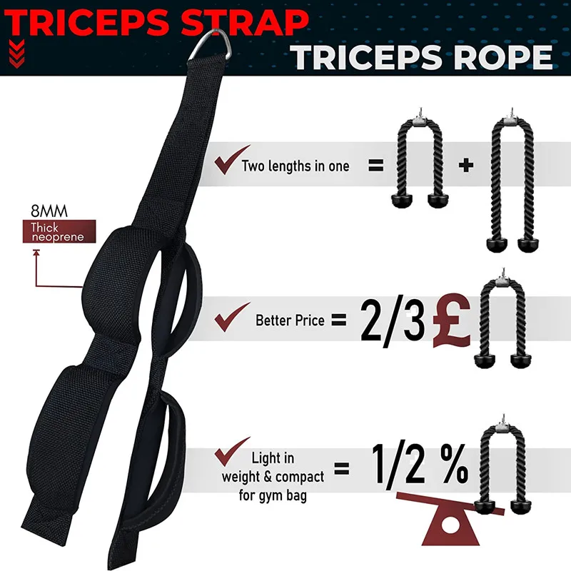 Tricep Rope Cable Machine Attachment Extra Long Lat Pull Down Bar Rope Tricep Bar Extension Straps Gym Equipment Accessories