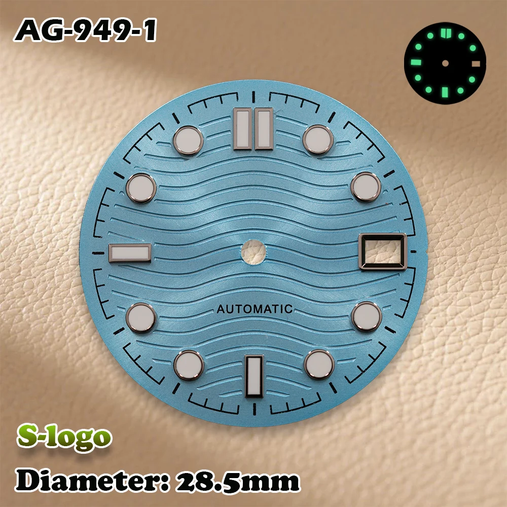 NEW NH35 Movement with 28.5mm S Logo Sea Wave Master 300 Dial & Green Luminous | Complete Watch Modification Accessories