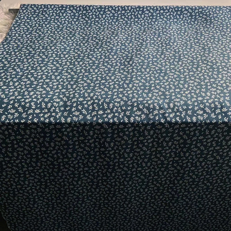 Small White Floral Printed Stretch Dark Color Silk Crepe Fabric for Dress Silk Fabric for DIY Sewing 108CM Wide 36MM R7150-31