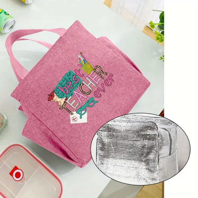 Letter Lunch Bag Double Side Pocket Lunch Bags Rice Box Insulation Bag Teacher\'s Day Gift Pattern