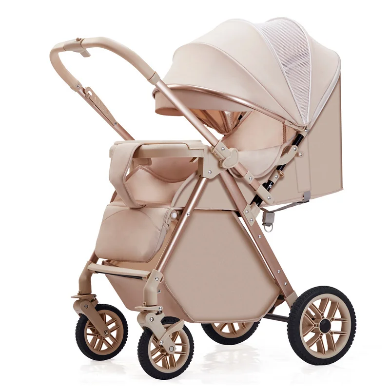 

Lightweight Foldable Stroller, Reversible Seat Parent-Facing & World-Facing, Reclining Baby Carriage with Big Wheels
