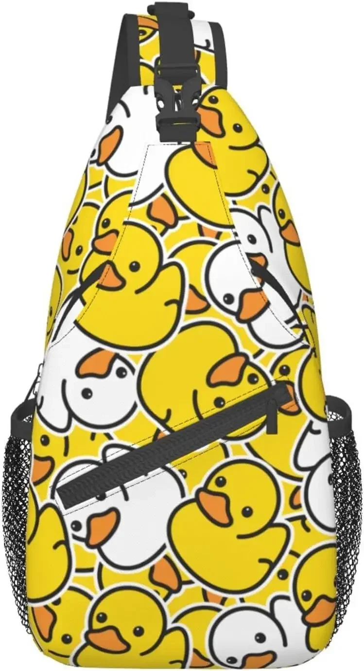 Bolso bandolera de pato de dibujos animados para mujeres y hombres, bolsos de hombro tipo bandolera con estampado de animales, mochila informal con eslinga, bolso de pecho para viaje al aire libre