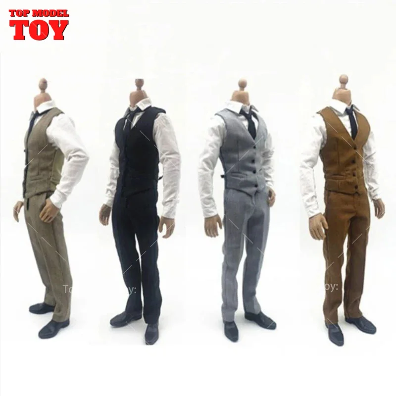 1/6 Scale Shirt Vest Pants Tie Belt Business Clothing Set Gentleman Clothes Model Fit 12