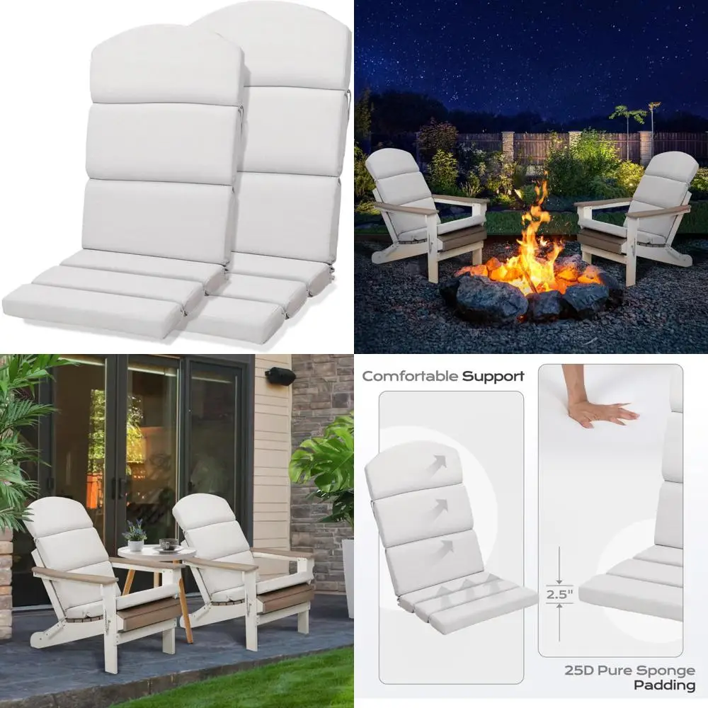 

outdoor high-back adirondack chair cushion cover, 52x20x2.5", durable olefin fabric with ties