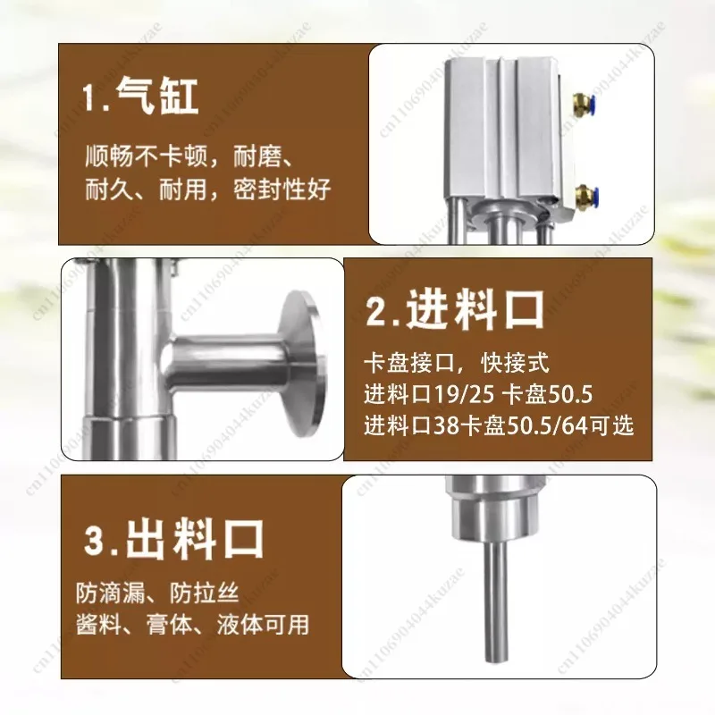 64 Chuck Pneumatic Filling Valve, Straight Anti-drip Filling Head for Filling Equipment