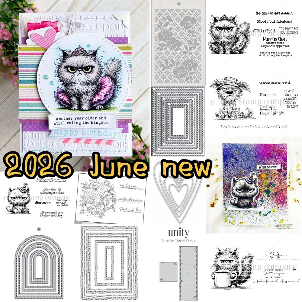 Pissy Puppy Stamps NOUVEAU Pochoirs de découpe en métal pour scrapbooking, décoration de journal, gabarit de gaufrage, carte de vœux DIY 2026 Juin