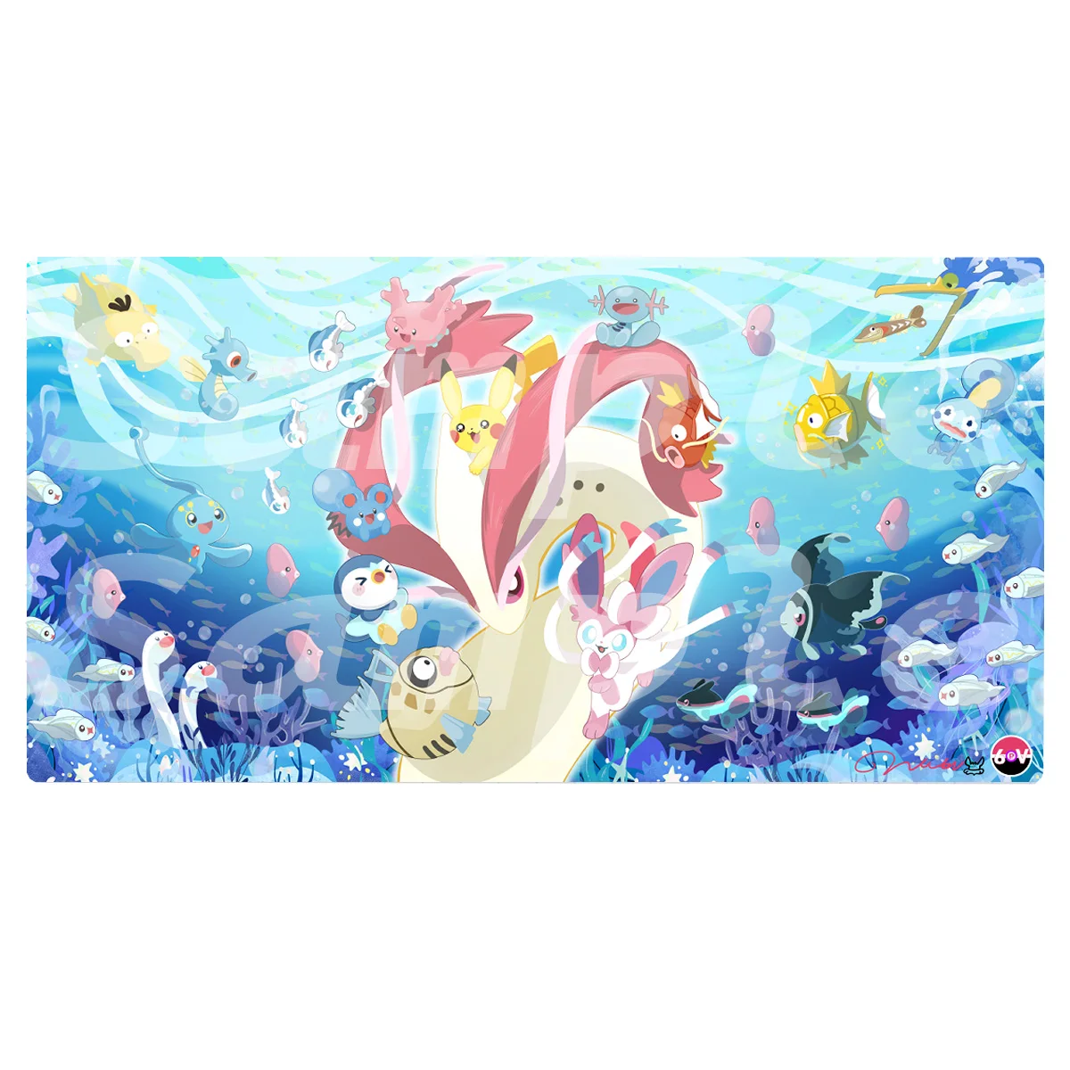 

580X300X2Mm Diy Ptcg Milotic Piplup Card Battle Mat Ptcg Magikarp Single Player Board Game Card Duel Plate Battle Mat Gift Toy