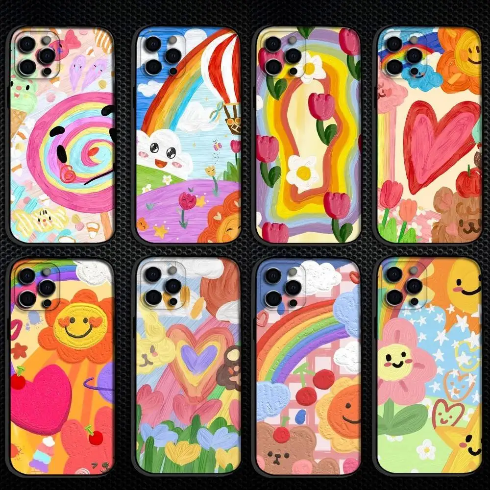 

Children's art Phone Case For iPhone 16,15,14,13,12,11 Plus,Pro Max, Others Soft Black Cover