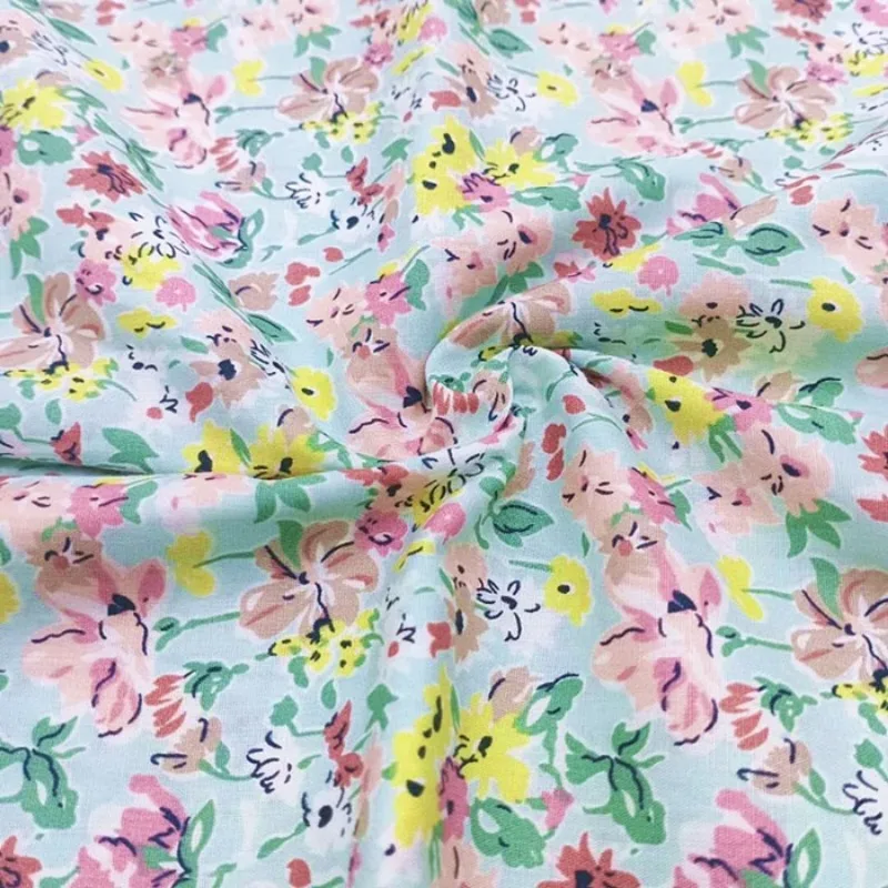 Printed Poplin Fabric By Meters for Dress Skirt Shirt Children Clothes Diy Sewing Summer Cotton Cloth High-density Soft Floral