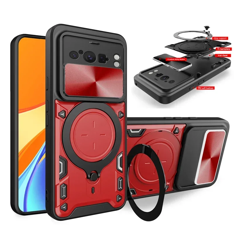 

Phone Case For Google Pixel 9A Pixel 9 Pro XL Built in Kickstand Slide Camera Protective Military Grade Drop Tested Back Cover