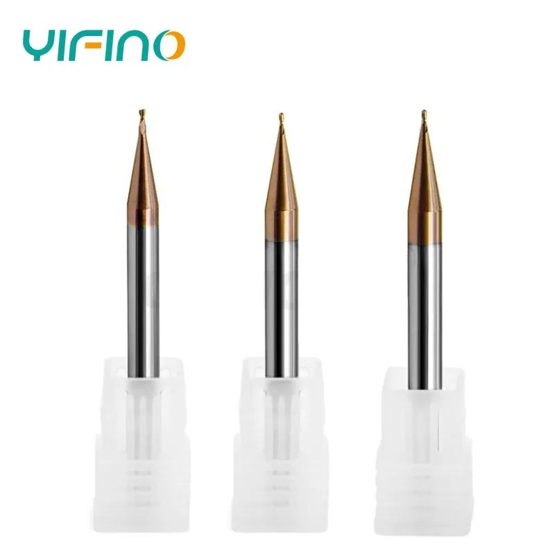 YIFINO HRC55 Tungsten Coated Steel Milling Cutter Small Diameter Ball Nose End Mills Carbide Machining Cutting Tools For Metal