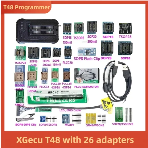Программатор T48 XGECU V12.25 Поддержка 28 000 микросхем для SPI/Nor/NAND Flash/EMMC BGA153/162/169/100/221 TSOP/SOP/PLCC