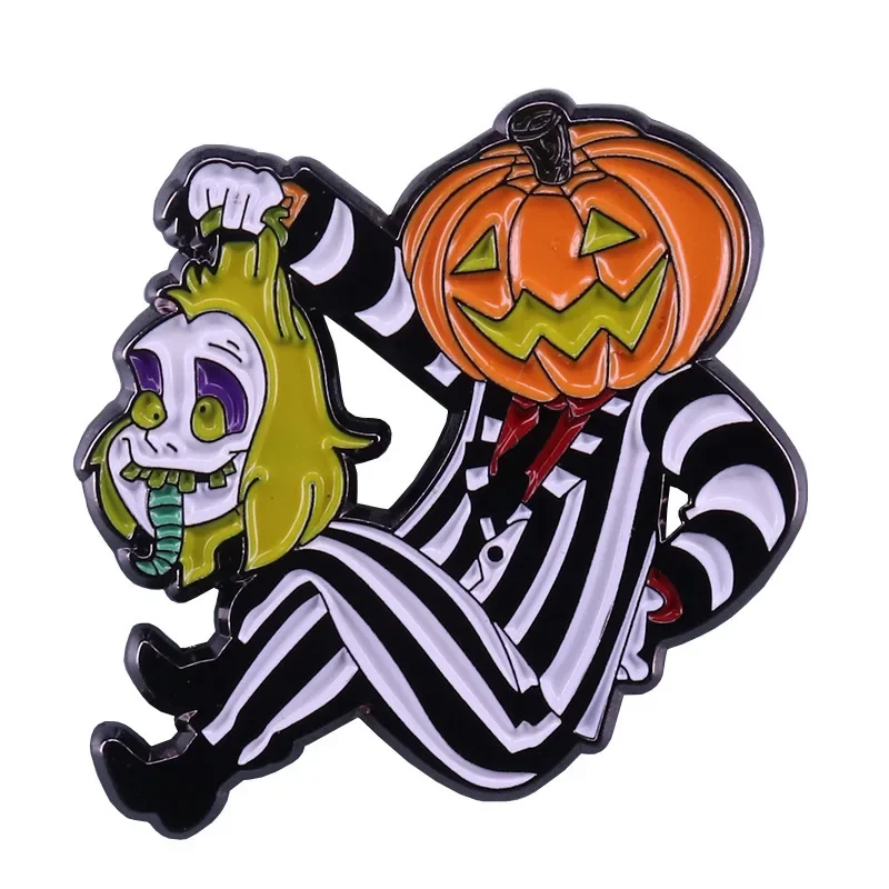 Halloween Terror Pumpkin Thriller Movie Anime Badge Cartoon Alloy Enamel Lapel Pin Backpack Jacket Decoration Accessory Gift