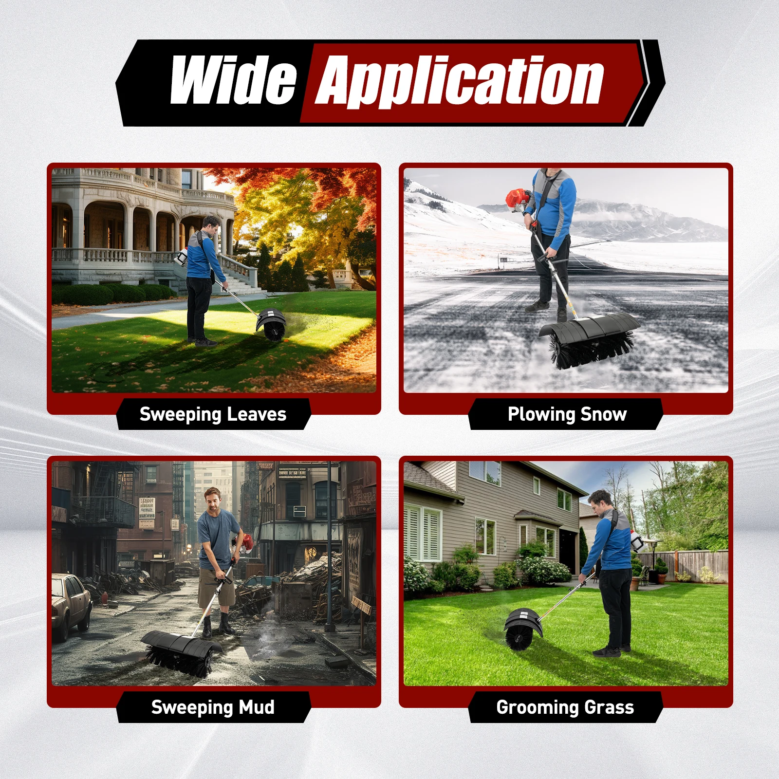 2.3PH 52cc Handheld Veegmachine Bezem Loopbrug Turf Reinigingsmachine