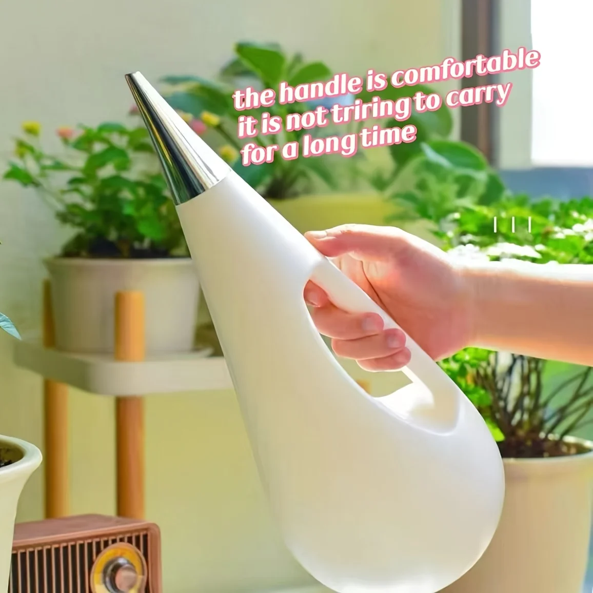 Long Spout Watering Can Large Capacity Plastic Watering Pot with Ergonomic Handle for Houseplants Garden Flowers Succulents