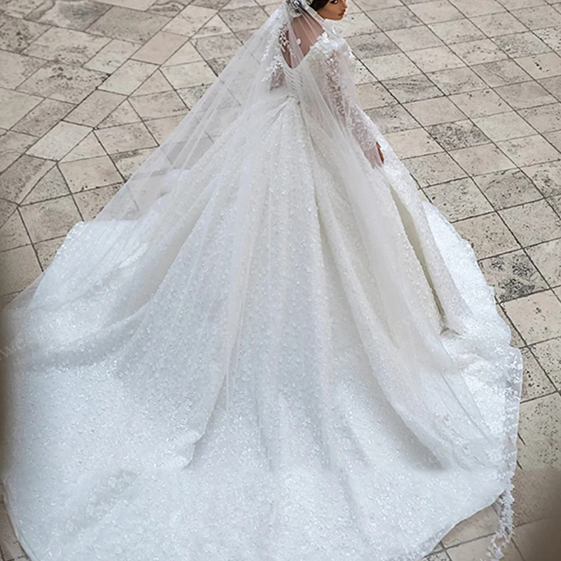 Exquisite Wedding Dress Organza With Embroidery Beading Ball Gown Puff Sleeves V-Neck Customized Bridal Dress Vestido De Novia