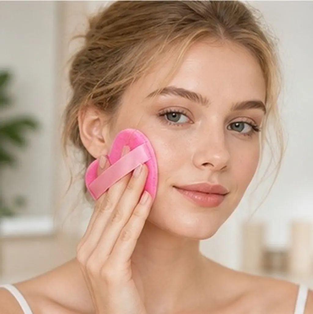 8Pcs Love Shape Face Powder Puff Flat Large Area Corners Smooth Even Application Grip Save Powder Delicate Skin Puff