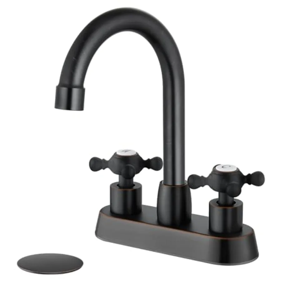 

4 Inch Centerset Bathroom Faucets Double Cross Handle Bathroom Sink Faucet Deck Mounted Vintage RV Farmhouse Vanity Basin Mixer