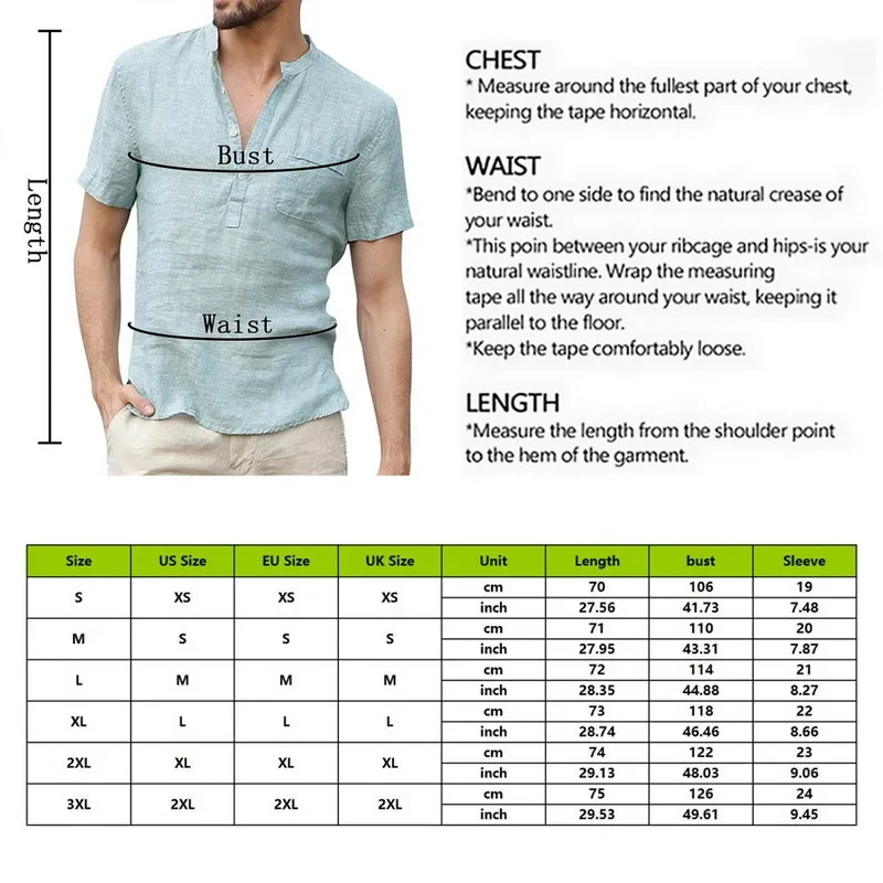 Camisetas de algodón y lino para hombre, camisas de vendaje con cuello en V de alta calidad, camisetas informales de Color sólido, Tops S-3XL 2024