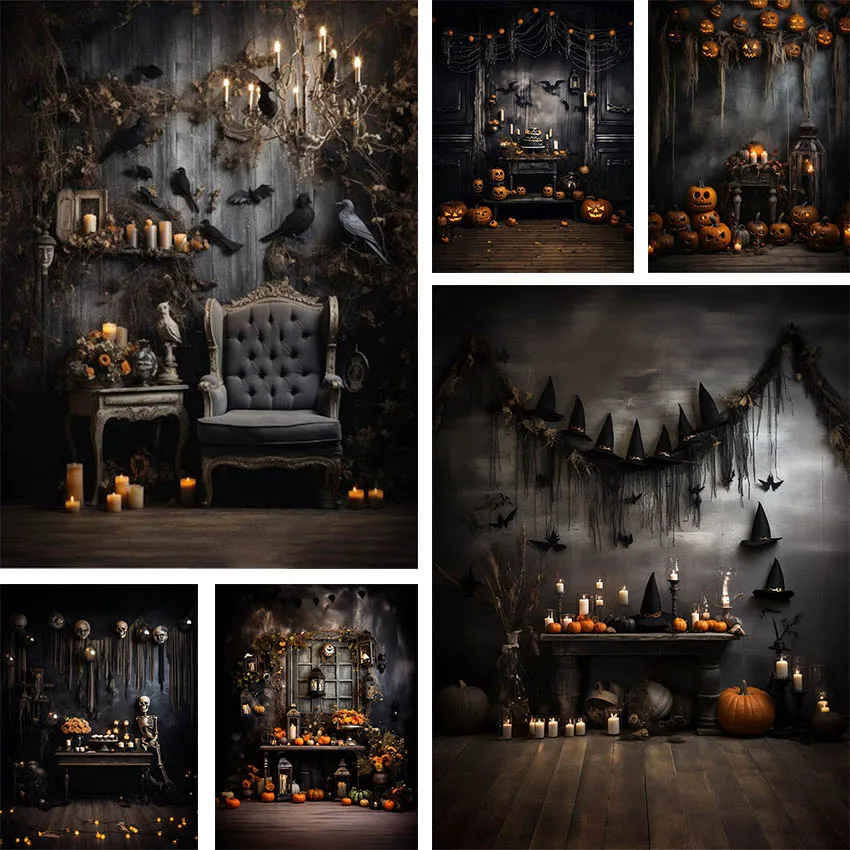 Mehofond Photography Background Vintage Halloween Scary Ghost Kids Birthday Party Cake Smash Portrait Decor Backdrop Photo Studi