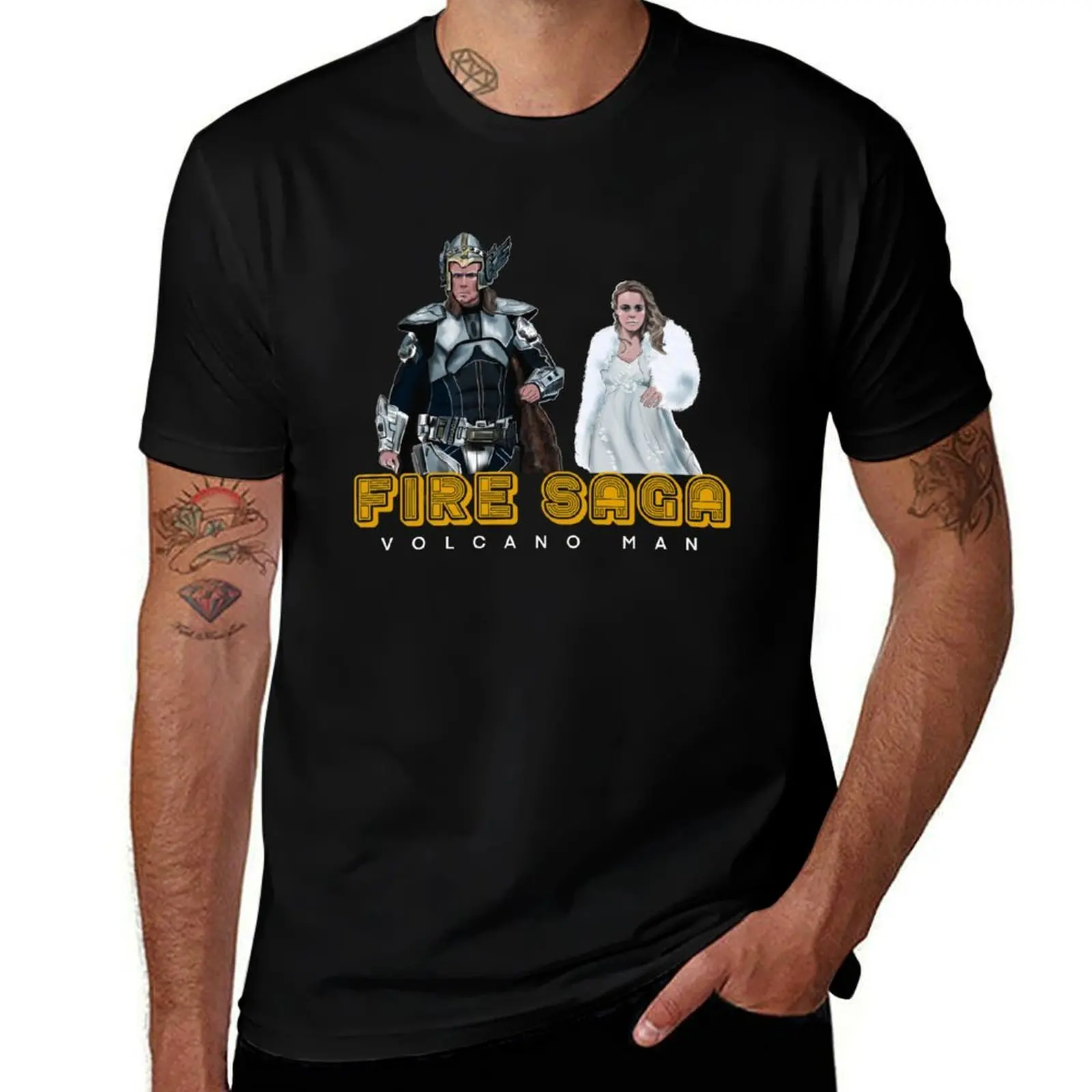 Eurovision Fire Saga Volcano Man Ferrell and Mcadams T-Shirt Anti-Pilling Casual T-Shirt