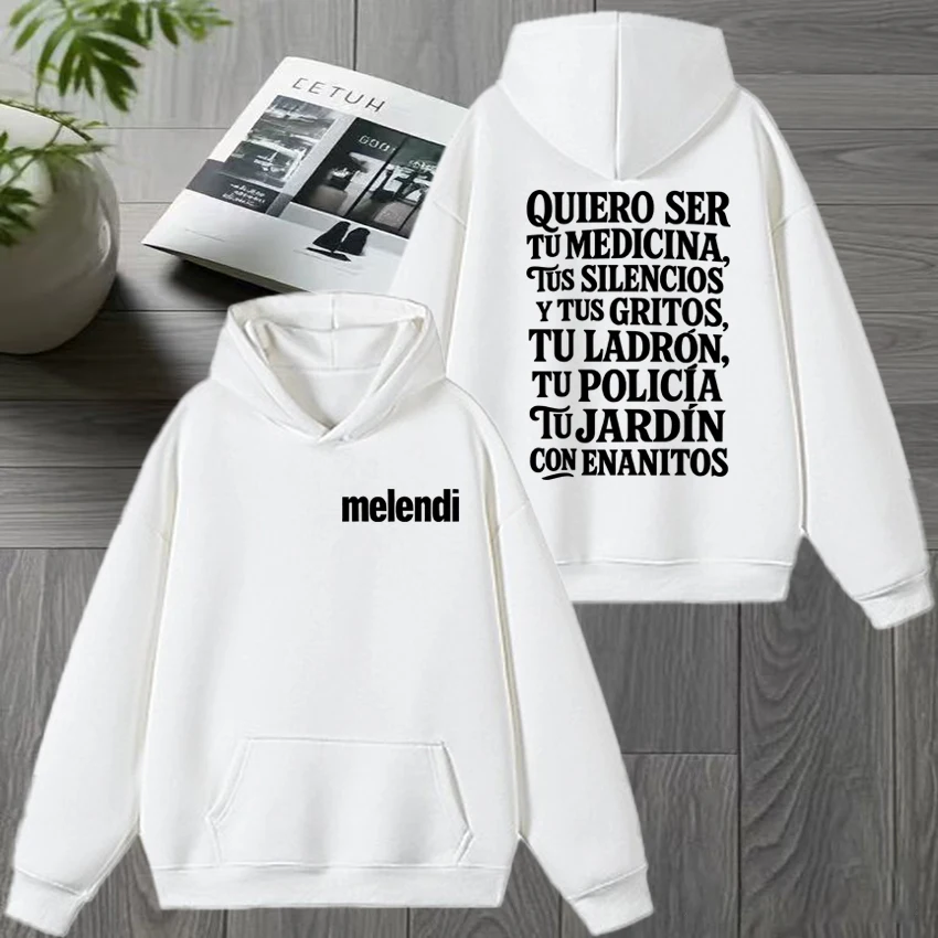 2026 Melendi Jardín Con Enanitos Double Sided printed Winter Hoodie Unisex vintage streetwear Men women Fleece Casual Sweatshirt