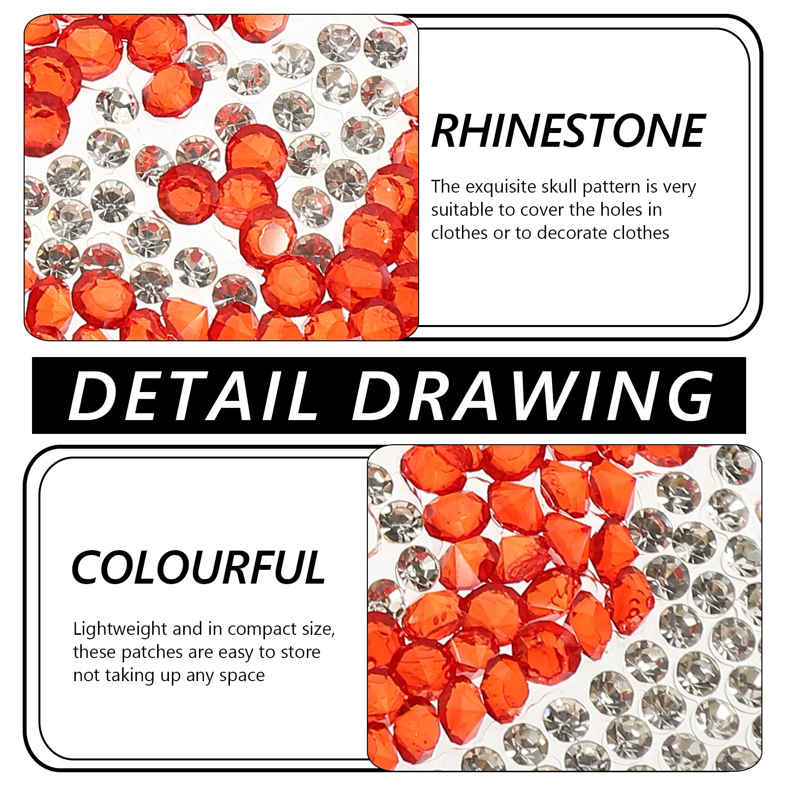 

5Pcs Skull Embroidery Patches Multi-Function Back DIY Sewing Repair Decoration for Clothes Multi-Function Back Patches