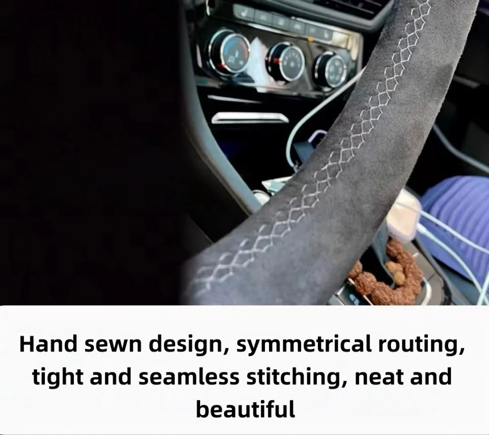 Autozubehör Handgenähter Perforierter Rutschfester Weicher Wildleder-Lederbezug F31 F34 F20 F21 F22 F23 Lenkradbezug für BMW F30 – Detail 5