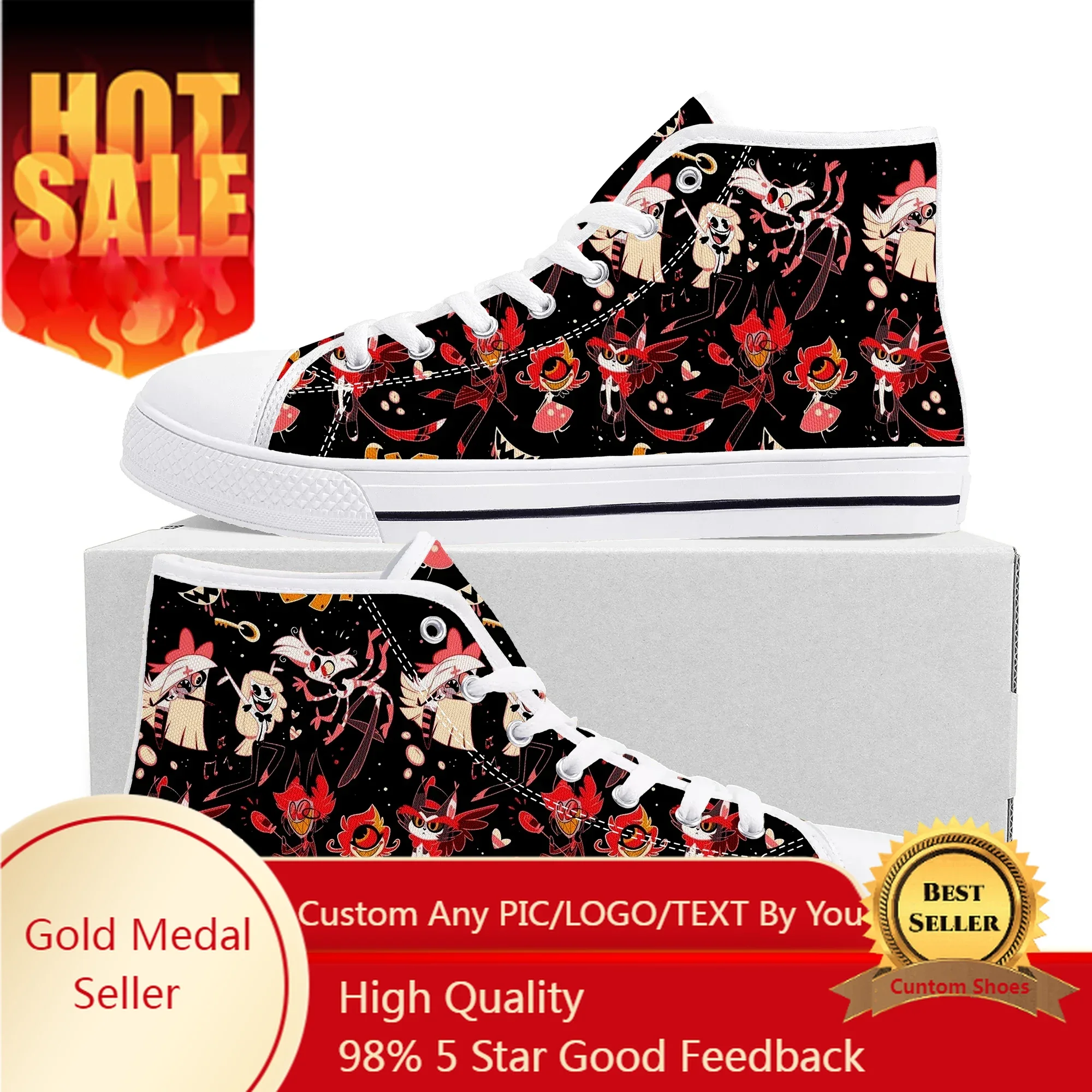 

Cartoon H-Hazbin Hotel High Top High Quality Sneakers Mens Womens Teenager Canvas Sneaker Casual Couple Shoes Custom Made Shoe